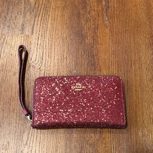 Red Sparkly Coach Wristlet